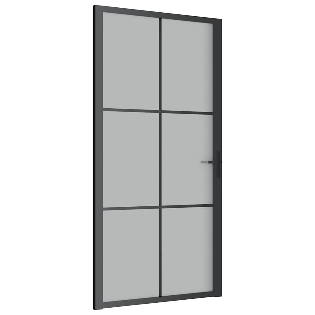 Porta Interna 102,5x201,5 cm Nero Opaco in Vetro e Alluminio 350559