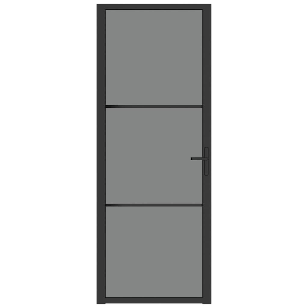 Porta Interna 76x201,5 cm Nero Opaco Vetro ESG e Alluminio cod mxl 67671