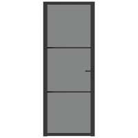 Porta Interna 76x201,5 cm Nero Opaco Vetro ESG e Alluminio cod mxl 67671