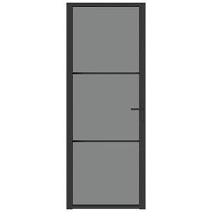 Porta Interna 76x201,5 cm Nero Opaco Vetro ESG e Alluminio cod mxl 67671