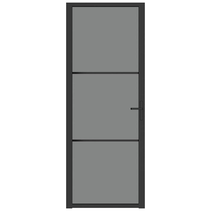 Porta Interna 76x201,5 cm Nero Opaco Vetro ESG e Alluminio cod mxl 67671