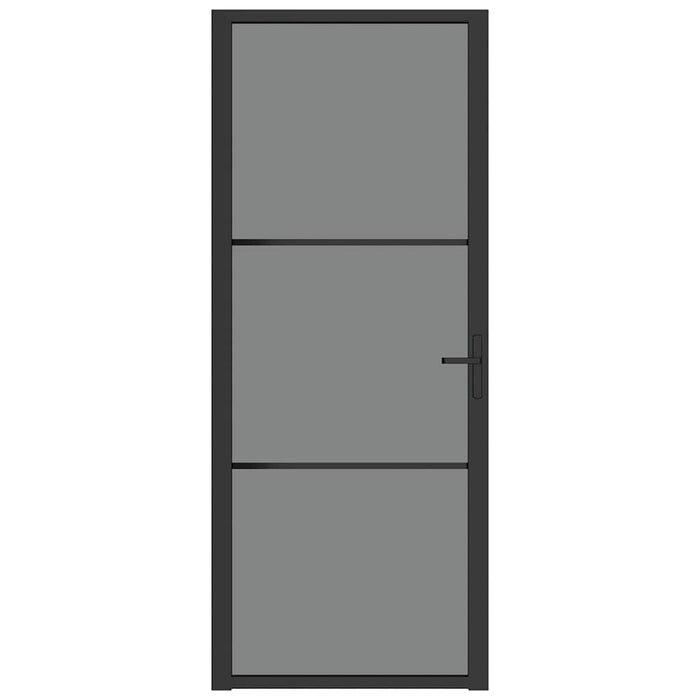 Porta Interna 83x201,5 cm Nero Opaco Vetro ESG e Alluminio cod mxl 67036