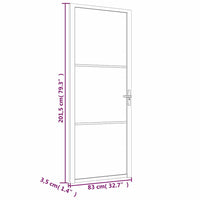 Porta Interna 83x201,5 cm Nero Opaco Vetro ESG e Alluminio cod mxl 67036