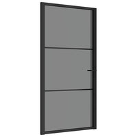 Porta Interna 102,5x201,5 cm Nera in Vetro ESG e Alluminio cod mxl 69003