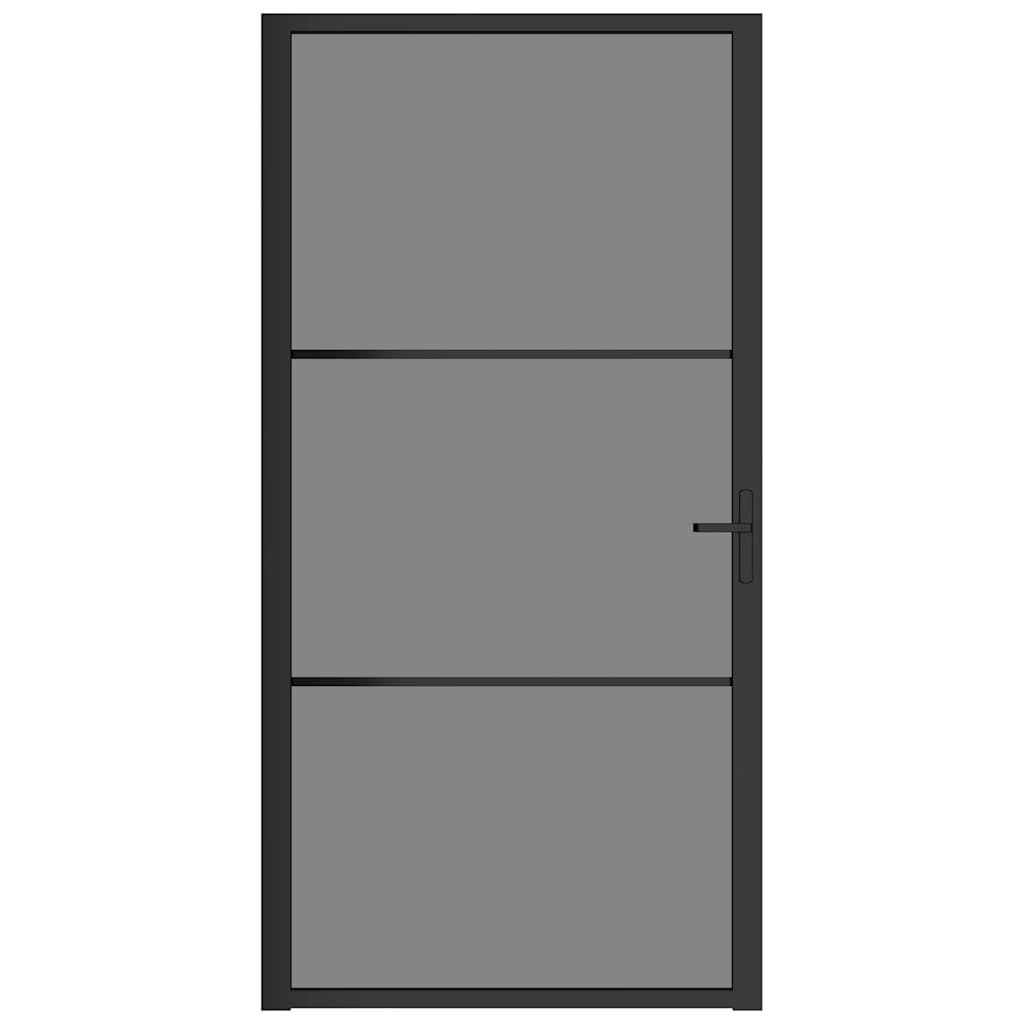 Porta Interna 102,5x201,5 cm Nera in Vetro ESG e Alluminio cod mxl 69003