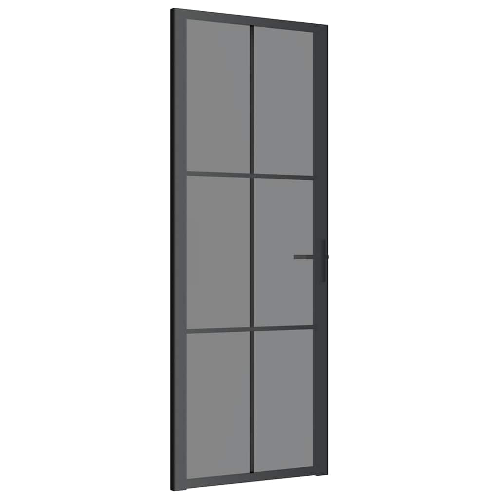 Porta Interna 76x201,5 cm Nera in Vetro ESG e Alluminio cod mxl 65742