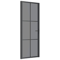 Porta Interna 76x201,5 cm Nera in Vetro ESG e Alluminio cod mxl 65742