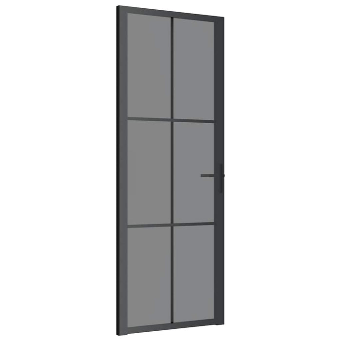 Porta Interna 76x201,5 cm Nera in Vetro ESG e Alluminio cod mxl 65742