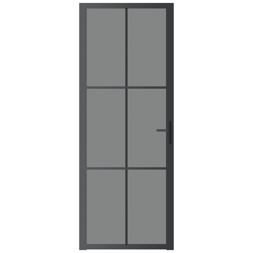 Porta Interna 76x201,5 cm Nera in Vetro ESG e Alluminio cod mxl 65742