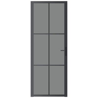 Porta Interna 76x201,5 cm Nera in Vetro ESG e Alluminio cod mxl 65742