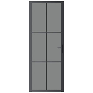 Porta Interna 76x201,5 cm Nera in Vetro ESG e Alluminio cod mxl 65742