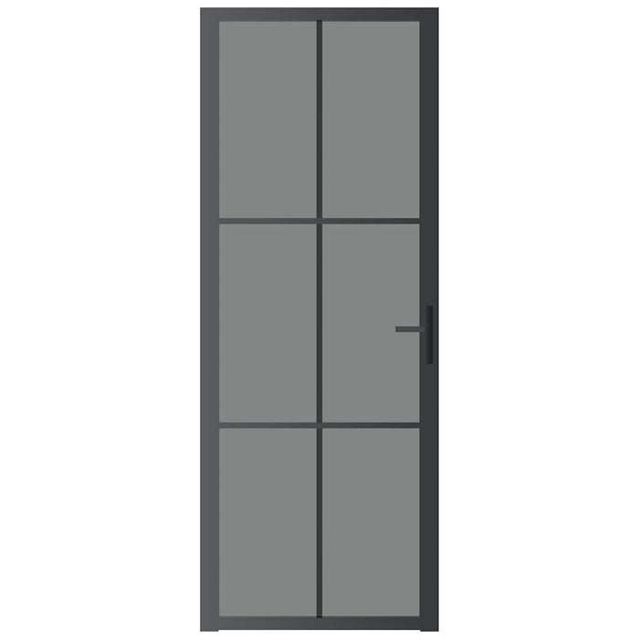 Porta Interna 76x201,5 cm Nera in Vetro ESG e Alluminio cod mxl 65742