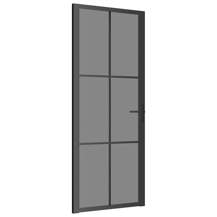 Porta Interna 83x201,5 cm Nera in Vetro ESG e Alluminio 350565