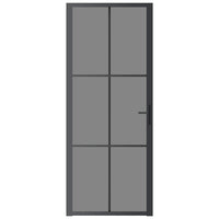 Porta Interna 83x201,5 cm Nera in Vetro ESG e Alluminio 350565