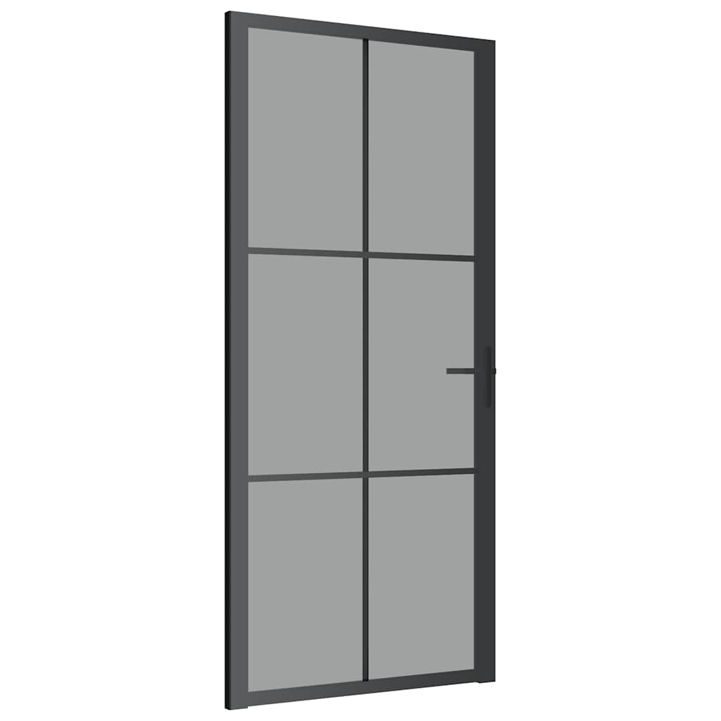Porta Interna 93x201,5 cm Nera in Vetro ESG e Alluminio 350566