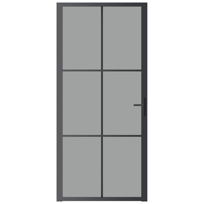 Porta Interna 93x201,5 cm Nera in Vetro ESG e Alluminio 350566