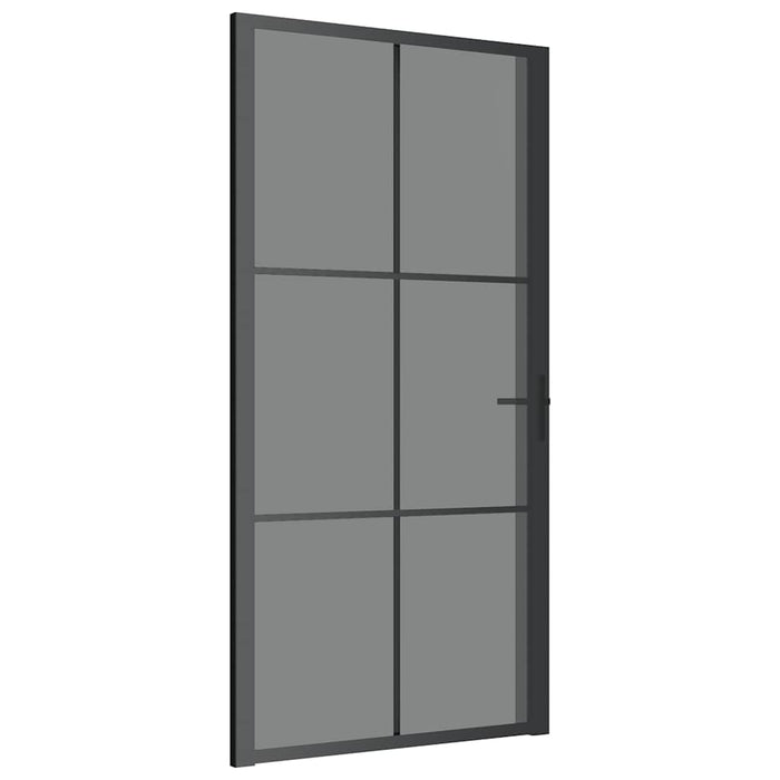 Porta Interna 102,5x201,5 cm Nera in Vetro ESG e Alluminio 350567