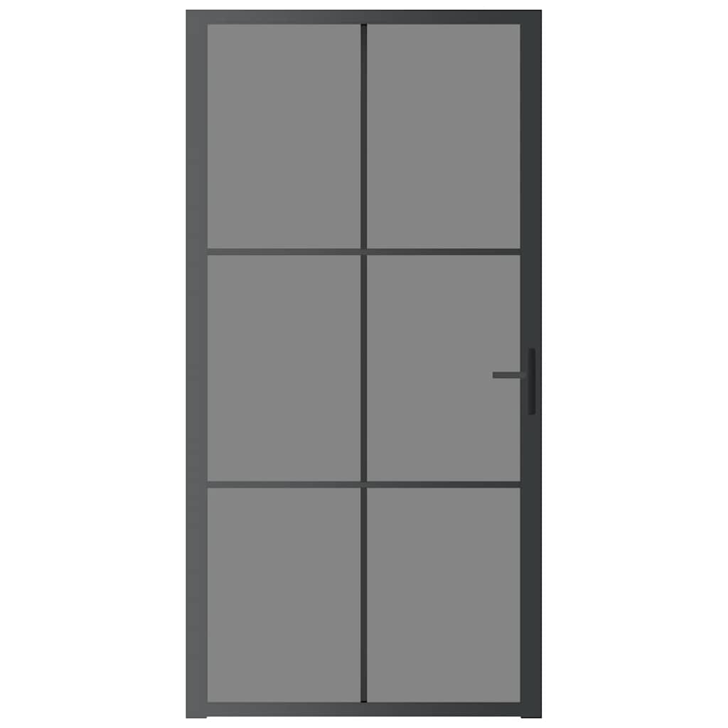 Porta Interna 102,5x201,5 cm Nera in Vetro ESG e Alluminio 350567