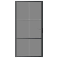 Porta Interna 102,5x201,5 cm Nera in Vetro ESG e Alluminio 350567