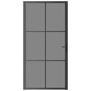 Porta Interna 102,5x201,5 cm Nera in Vetro ESG e Alluminio 350567