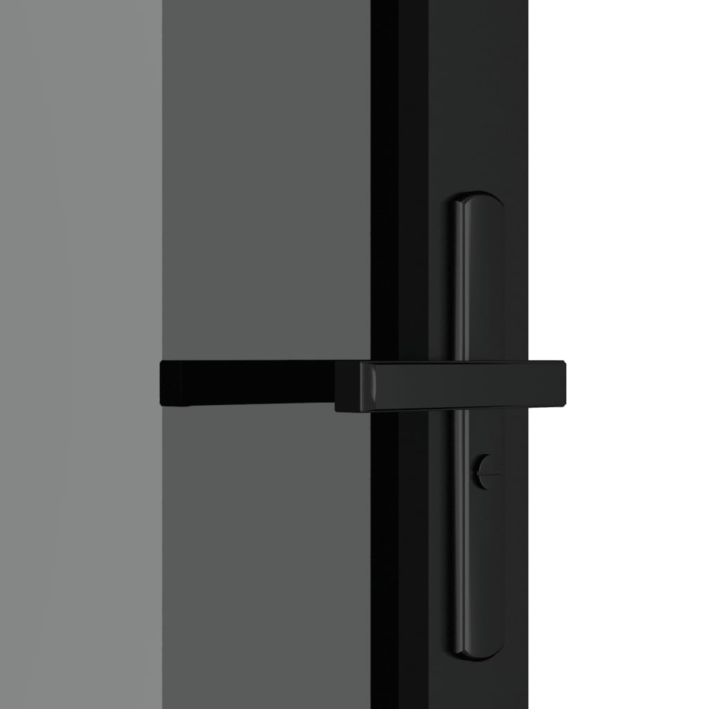 Porta Interna 102,5x201,5 cm Nera in Vetro ESG e Alluminio 350567