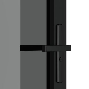Porta Interna 102,5x201,5 cm Nera in Vetro ESG e Alluminio 350567