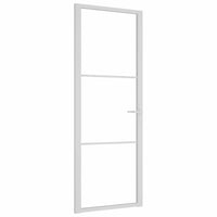 Porta Interna 76x201,5 cm Bianca in Vetro ESG e Alluminio cod mxl 67197