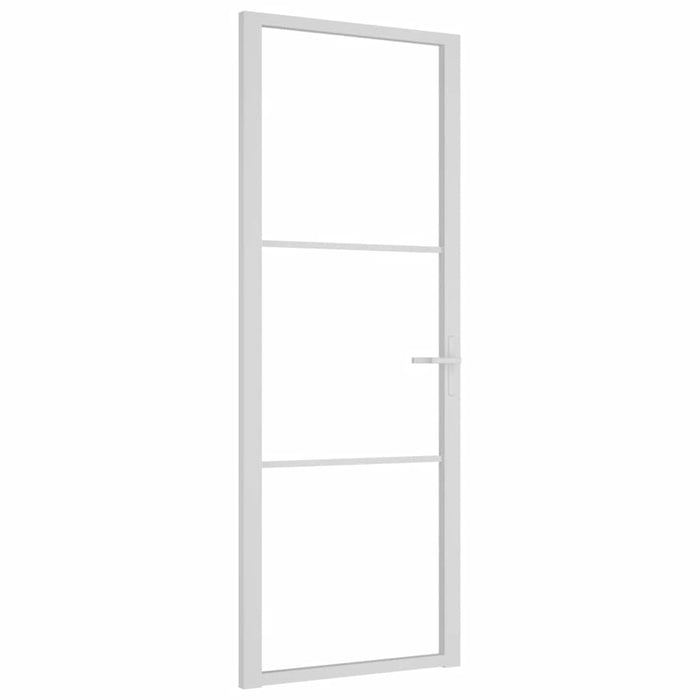 Porta Interna 76x201,5 cm Bianca in Vetro ESG e Alluminio cod mxl 67197