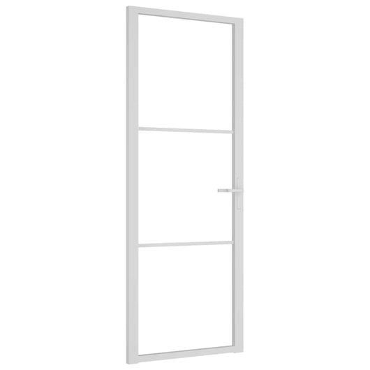Porta Interna 76x201,5 cm Bianca in Vetro ESG e Alluminio 350568
