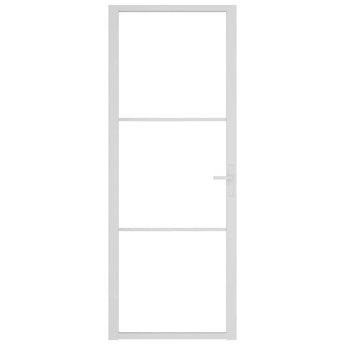 Porta Interna 76x201,5 cm Bianca in Vetro ESG e Alluminio cod mxl 67197