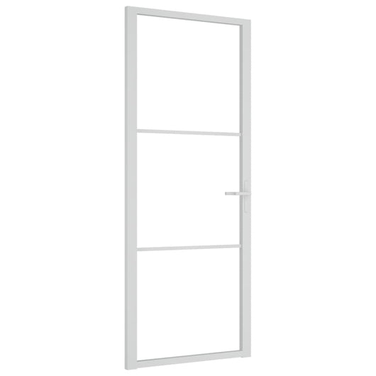 Porta Interna 83x201,5 cm Bianca in Vetro ESG e Alluminio 350569
