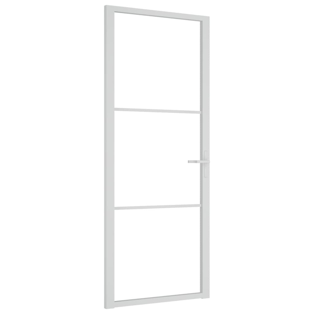 Porta Interna 83x201,5 cm Bianca in Vetro ESG e Alluminiocod mxl 127760