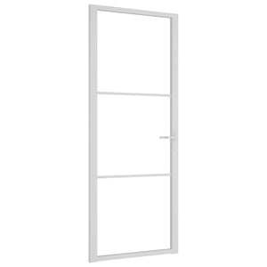Porta Interna 83x201,5 cm Bianca in Vetro ESG e Alluminiocod mxl 127760