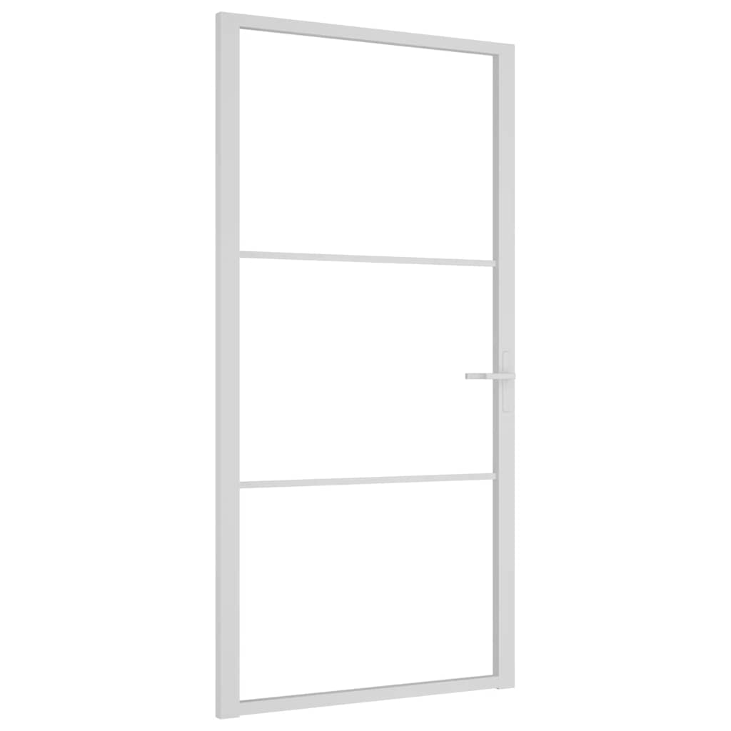 Porta Interna 102,5x201,5 cm Bianca in Vetro ESG e Alluminio 350571