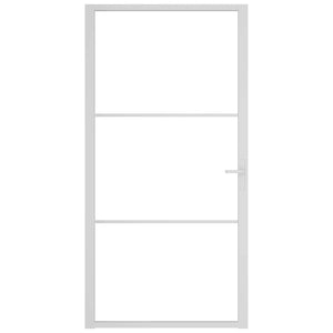 Porta Interna 102,5x201,5 cm Bianca in Vetro ESG e Alluminio 350571