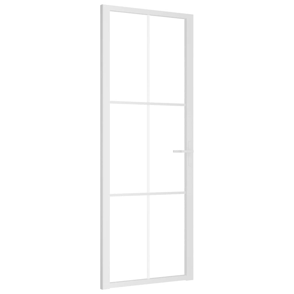 Porta Interna 76x201,5 cm Bianca in Vetro ESG e Alluminio cod mxl 71803