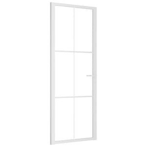 Porta Interna 76x201,5 cm Bianca in Vetro ESG e Alluminio cod mxl 71803