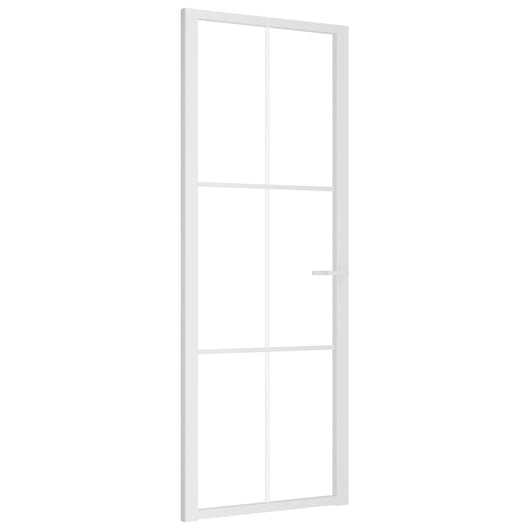 Porta Interna 76x201,5 cm Bianca in Vetro ESG e Alluminio cod mxl 71803