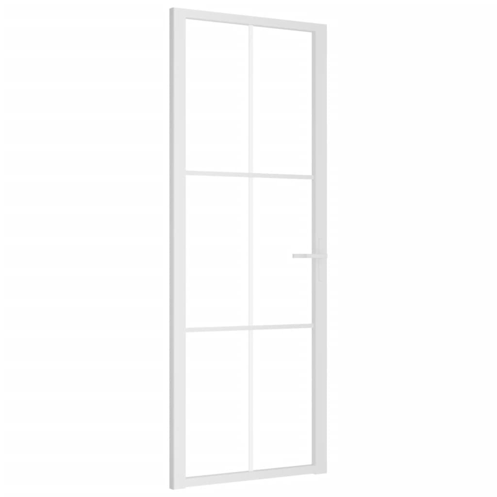 Porta Interna 76x201,5 cm Bianca in Vetro ESG e Alluminio 350572