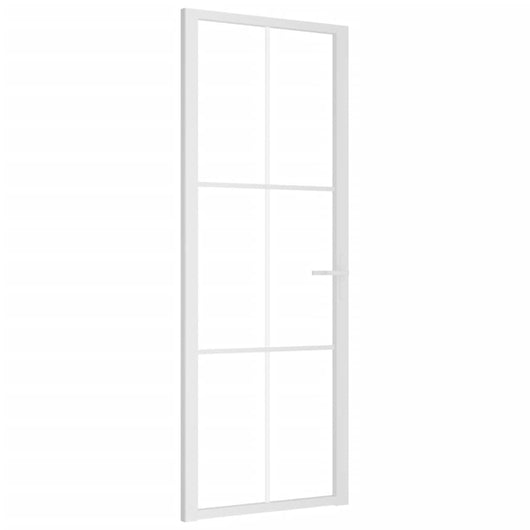 Porta Interna 76x201,5 cm Bianca in Vetro ESG e Alluminio 350572