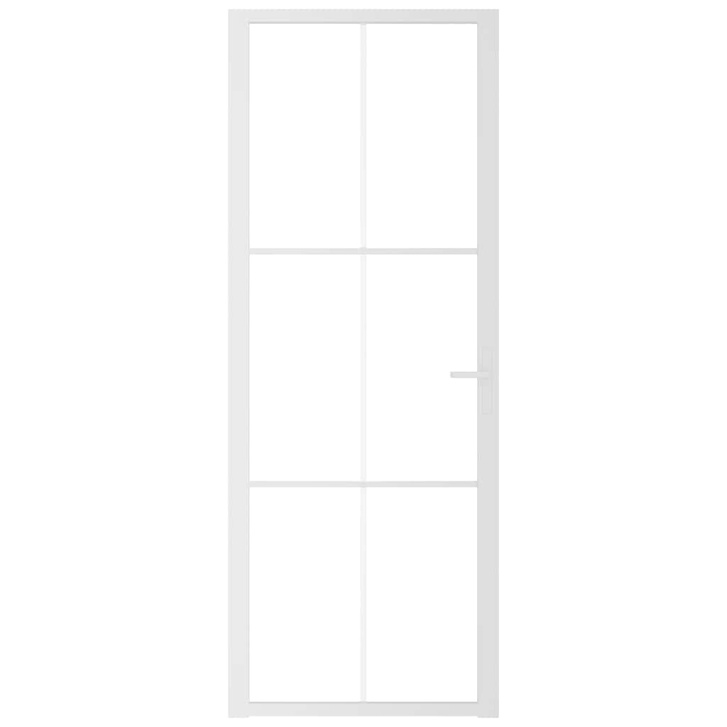 Porta Interna 76x201,5 cm Bianca in Vetro ESG e Alluminio cod mxl 71803