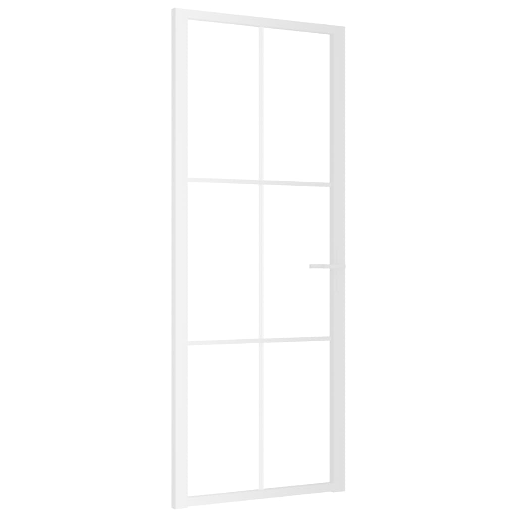 Porta Interna 83x201,5 cm Bianca in Vetro ESG e Alluminio 350573
