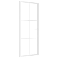 Porta Interna 83x201,5 cm Bianca in Vetro ESG e Alluminio 350573