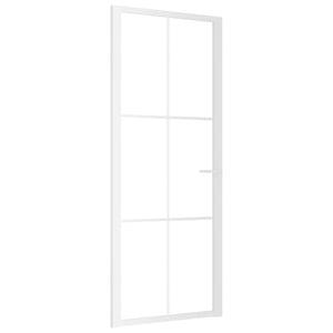 Porta Interna 83x201,5 cm Bianca in Vetro ESG e Alluminio 350573