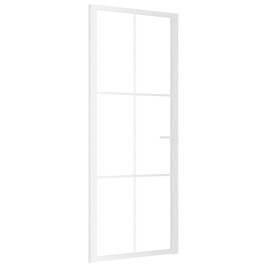 Porta Interna 83x201,5 cm Bianca in Vetro ESG e Alluminio 350573