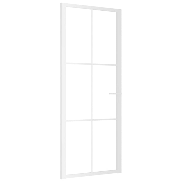 Porta Interna 83x201,5 cm Bianca in Vetro ESG e Alluminio 350573