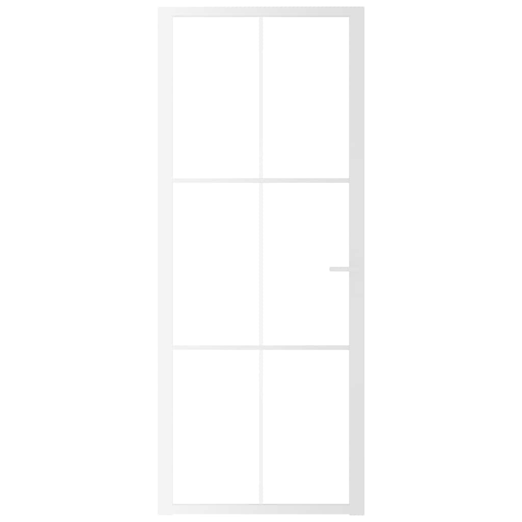 Porta Interna 83x201,5 cm Bianca in Vetro ESG e Alluminio cod mxl 68545