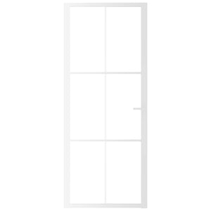 Porta Interna 83x201,5 cm Bianca in Vetro ESG e Alluminio cod mxl 68545