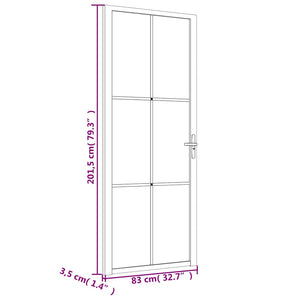 Porta Interna 83x201,5 cm Bianca in Vetro ESG e Alluminio 350573