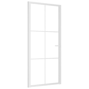 Porta Interna 93x201,5 cm Bianca in Vetro ESG e Alluminio cod mxl 77577
